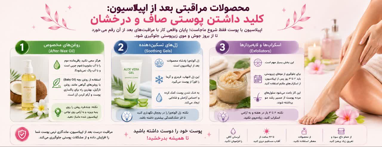 محصولات مراقبتی بعد از اپیلاسیون: کلید داشتن پوستی صاف و درخشان
